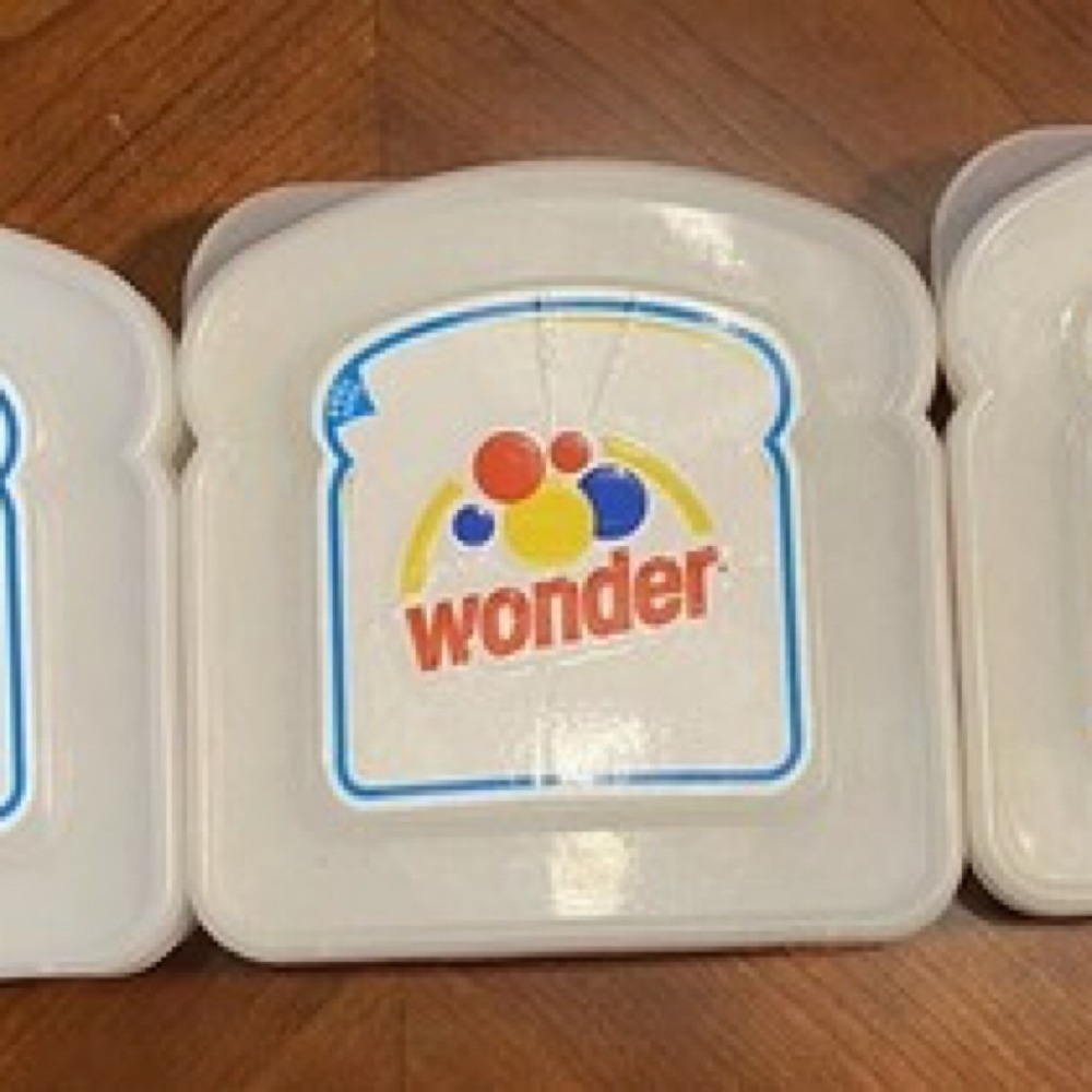 Vintage Wonder Bread Sandwich Container Cases, Colorful Bread Slice Design
